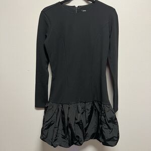 Express Crew Neck Long Sleeve Drop Waist Bubble Hem Mini Dress womens sz small